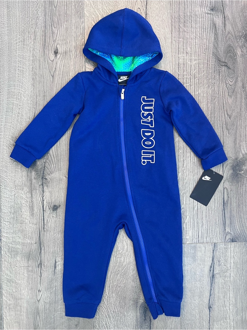 Nike Royal Blue 'Just Do It.' Hooded One-Piece for Kids